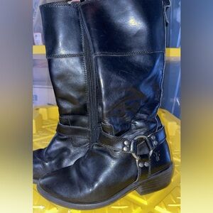 Frye Black Leather Moto Boots Girls Youth 1.5